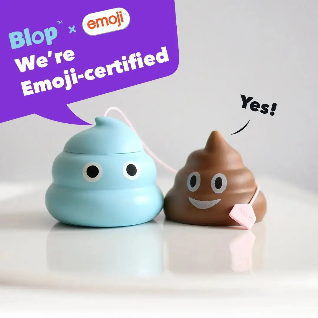 Blop toilet cleaner emoji certified design in blue and brown