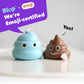 Blop toilet cleaner emoji certified design in blue and brown